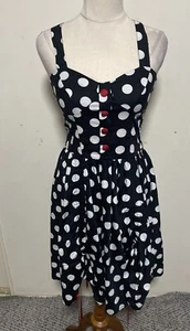 Hell Bunny Vixen Rockabilly Polka Dot Red Ribbon Ties Size S - Picture 1 of 11