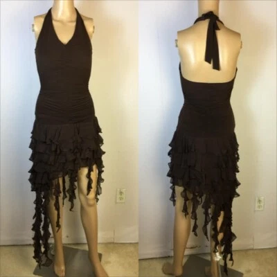 Vestido BCBG Maxazria Talla S Mujer Marrón Seda Hada Capricho Hada Fairycore De Colección Y2K Foto 1 de 4