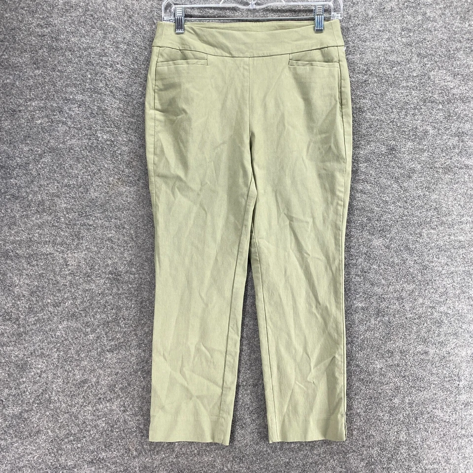 Pantalones Chico's para mujer 00 gris tiro medio frente plano ajustados bolsillos chinos Foto 1 de 4