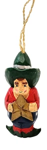 Christmas Ornament, Wooden, Hand Carved Cowboy Holding Large Star - Picture 1 of 6