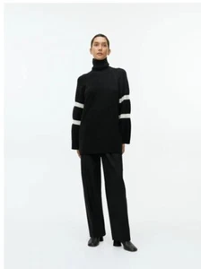 Arket Black Wool Cotton Knit Roll Neck Chunky Knit Jumper - XS - Picture 1 of 10