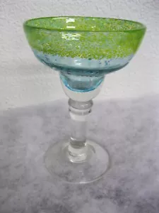 Confetti stemmed hand made margarita glass 7 1/4" H multi color bowl - Picture 1 of 5