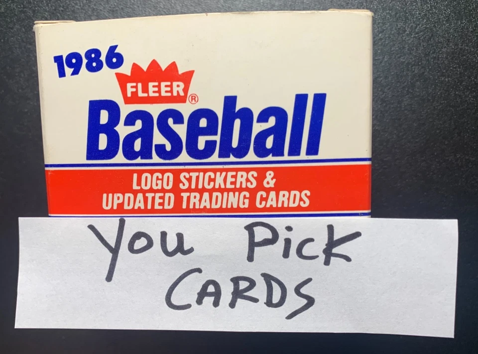 1986 Fleer Baseball Updates   YOU PICK CARDS   Rookies  STARS  Commons - Image 1 of 1