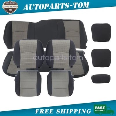 Front & Rear Bench Bottom & Top Seat Cover Gray For 2009-2012 Dodge Ram 1500 Foto 1 de 4