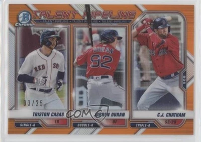 2021 Bowman Talent Pipeline Orange Refractor /25 CJ Chatham Jarren Duran #TP-BOS - Image 1 of 2