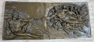 Large Bas Relief by Michael Angelo Creation Of Adam Bronze Sculpture Figurine - Picture 1 of 10