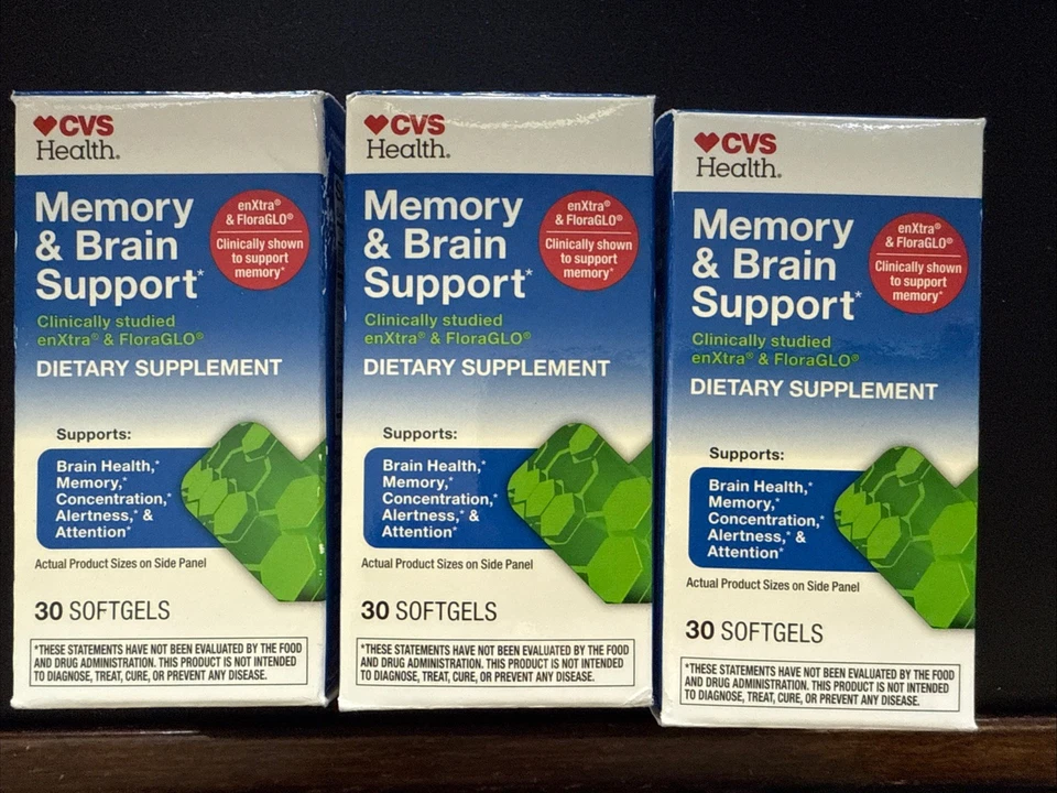 2X CVS Memory and Brain Support 30 Softgels Ea Exp 01/25 Damage Boxes Rd️️