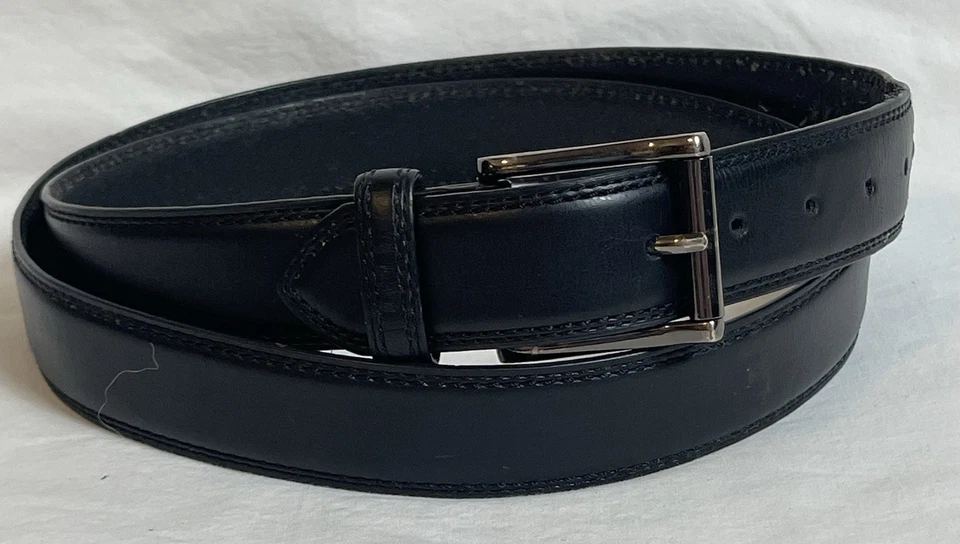 90s Dickies PU Coated Leather Belt Mens 46-48 Black Gray Tone Buckle Workwear - Image 1 of 4