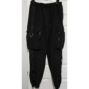 Decibel XL Cargohose Herren schwarz Kordelzug Taschen Utility Style - Bild 1 von 11