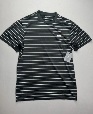 Camiseta RVCA Sweep Stripe Crew SS Negra Blanca Rayas Para Hombre Talla Mediana Nueva con Etiquetas $60 Foto 1 de 4