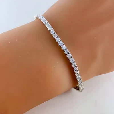 Brazalete de tenis de diamantes certificado creado en laboratorio redondo de 5 quilates sólido de oro blanco de 18 quilates Foto 1 de 4