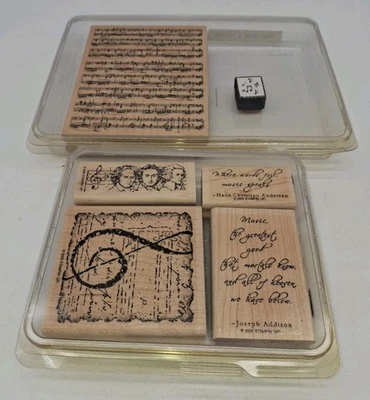 Stampin' Up Музыкальный Лот Фон Деревянный Установленный Резиновый Штамп  - Изображение 1 из 4