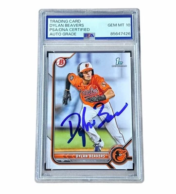 Dylan Beavers Signed 1st Bowman Paper Auto Baltimore Orioles BD-160 PSA 10 - Image 1 of 2