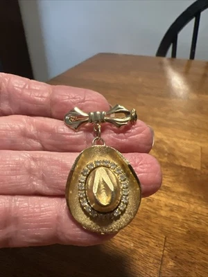 "Broche/alfiler sombrero vaquero/niño vaquero tono oro amarillo con detalles de cristal 1 1/2""" Foto 1 de 4
