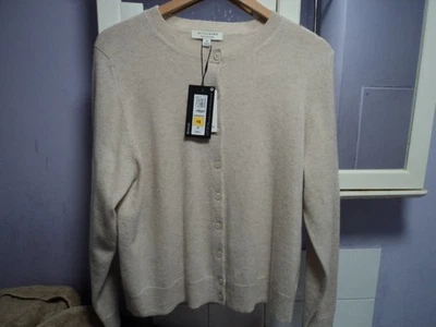 M/S LADIES PURE CASHMERE CARDIGAN  OATMEAL  SIZE 16 CREW NECK NEW WITH TAGS  £95 - Image 1 of 2