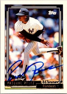 1992 Topps Gold Winner Pascual Perez #503 AUTO AUTOGRAPHED SIGNED YANKEES - Image 1 of 2