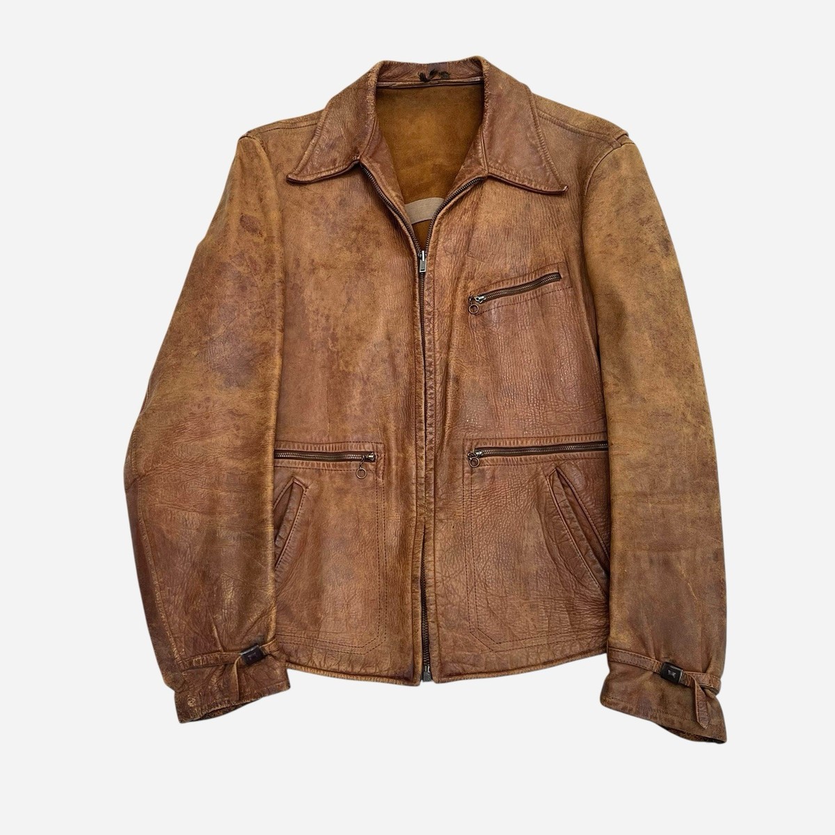 Brown Leather 1940s Vintage Outerwear Coats & Jackets for