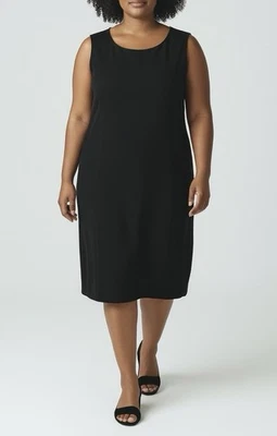 Vestido Jones Studio sin mangas para mujer 16W negro cuello redondo hasta la rodilla Foto 1 de 4