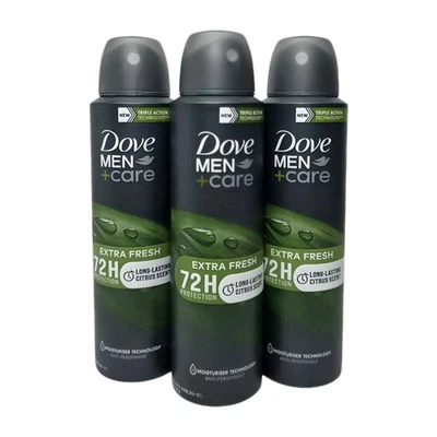 NUEVO Dove + Men Care Desodorante Antitranspirante Extra Fresco Spray, Paquete de 3 150 ml Foto 1 de 4
