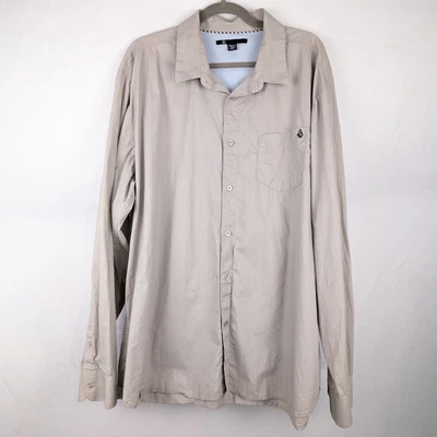 Volcom Mens XXL X Factor Solid Long Sleeve Button Down Casual Shirt - Image 1 of 4