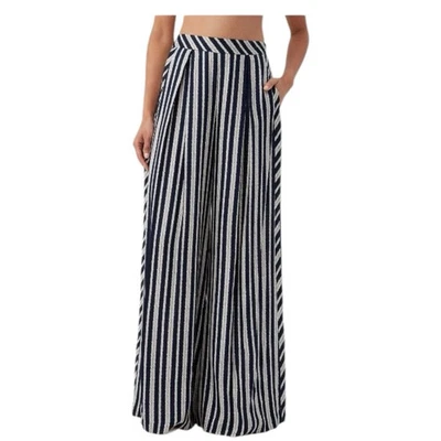 Pantalones TRINA TURK Pierna Ancha Pull On Resort Para Mujer Talla 8 Azul Marino Seabay Fluyendo Nuevos con Etiquetas Foto 1 de 4