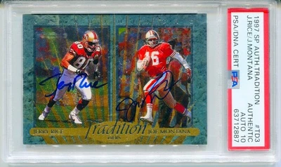 1997 Upper Deck SP Authentic Tradition Jerry Rice/Joe Montana Dual PSA Auto 10 - Image 1 of 2
