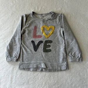 Simple Joys By Carters Girls Sweater Size 4T Gray Long Sleeve Pullover Love - Picture 1 of 7