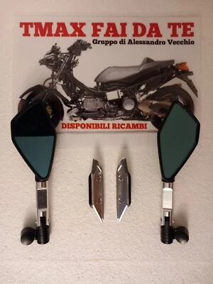 SPECCHI SPECCHIETTI A MANUBRIO + TAPPI CARENA  ARGENTO TMAX 530 2017 2019  - Immagine 1 di 4