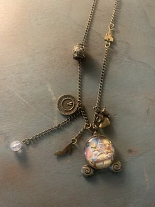 Disney Parks Cinderella 30" Necklace~Charms High Heel Shoe Clock God Mother~EUC - Picture 1 of 10