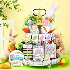 Easter  Tiered Tray Decor Lucky Wooden Table Signs Green  Gnome Block Party