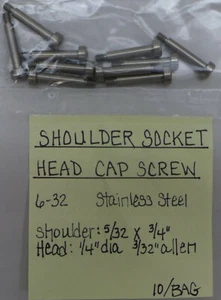 (10) Shoulder Socket Head Cap Screw 6-32 Stainless Steel Shoulder 5/32 X 3/4 - Picture 1 of 2
