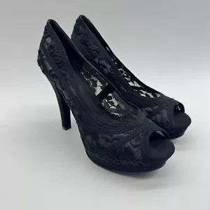 Nine West Heels Lace Open Toe Black Women’s Size 8M - Bild 1 von 10