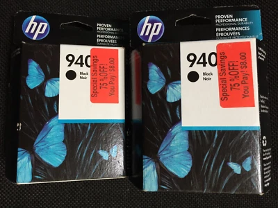 Lot 5 HP 940 Black Printer Ink Cartridge (C4902AN) OEM Genuine Expired 2019 - Imagem 1 de 3