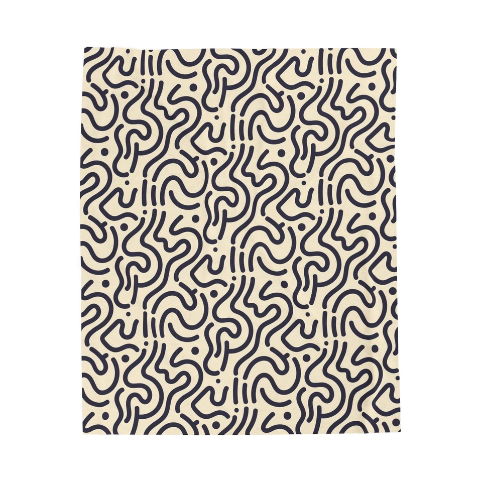 Manta de terciopelo de felpa suave con patrón abstracto (crema) | Acogedora decoración del hogar Foto 1 de 1