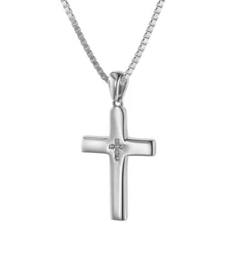 TRENDOR Schmuck Kreuz mit Zirkonia 25 mm mit Halskette Silber 925 75600 - Bild 1 von 4