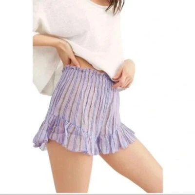 Pantalones Cortos para Dormir Free People FP One Namaste Estampado a Rayas Volantes Calado XS - NUEVOS CON ETIQUETAS Foto 1 de 4
