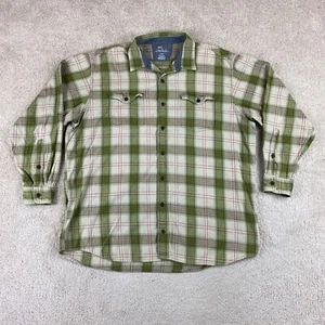 Bob Timberlake Shirt Men 2XLT Green Plaid Twill Flannel Button Up Shirt Collared - Picture 1 of 10