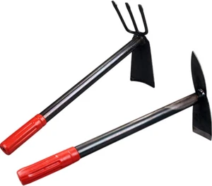 2 Pack Hand Garden Tools Set Hand Hoe and Cultivator Combo Carbon Steel Hand Til - Picture 1 of 12