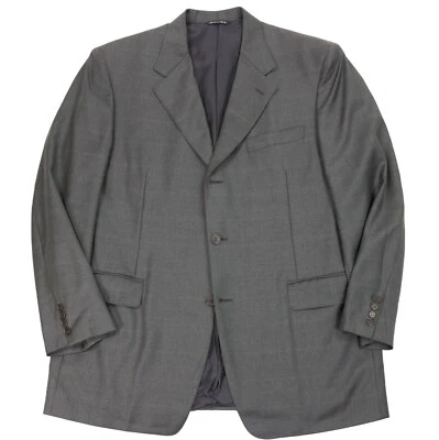 Canali Hombres 44 R Gris Cuadros Super 120s 3 Botones Lana Deportes Abrigo Traje Chaqueta Foto 1 de 4