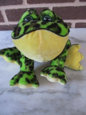 Webkinz BullFrog- Greens/Yellow Ganz 9" Plush Beanie Green Eyes - Image 1 of 4