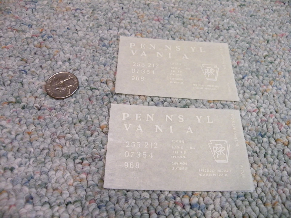 CDS Dry Transfer decals S Gauge S-706  Pennsylvania RR white 2 sheets N144 - Image 1 of 1