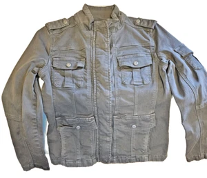 Kensie Jeans Jacket Womens Y2K Size S Olive Green Full Snap And Button Pockets - Picture 1 of 8