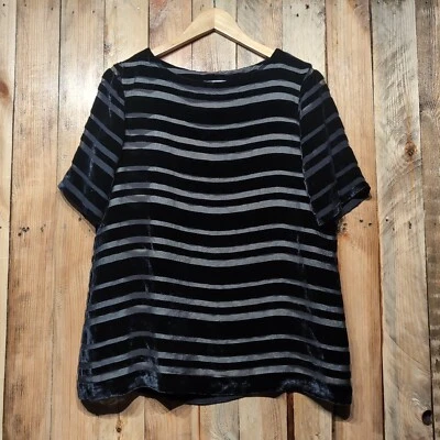 Toast Velvet Stripe Top Viscose Silk Blend Blouse Black Lined UK 12 New No Tags - Image 1 of 4