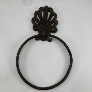 Rustic Cast Iron TOWEL HOLDER Farmhouse 9.5" x 6" - Picture 1 of 4