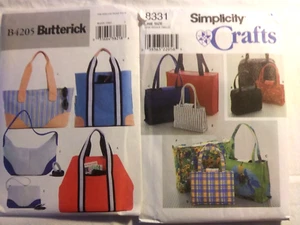 2 Sewing Patterns Simplicity 8331 & Butterick 4205 Totes Handbags Purses Uncut - Picture 1 of 6