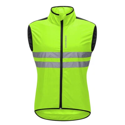WOSAWE Mens Reflective Cycling Jacket Hooded Wind Coat Waterproof Sports Outwear - Image 1 of 4
