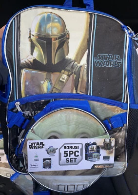 Disney Star Wars Mandalorian Mochila 5 Piezas Baby Yoda Juego de Almuerzo Negro Azul Nuevo con Etiquetas Foto 1 de 4
