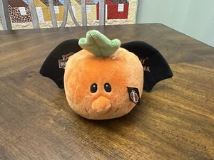 Harley Davidson Happy Halloween vibrierender lachender Kürbis mit Fledermausflügeln Plüsch - Bild 1 von 4