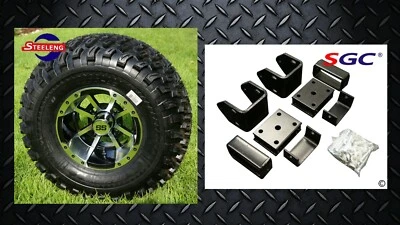 EZGO TXT GAS GOLF CART 4" BLOCK LIFT KIT + 10"x7" WHEELS and 22" AT TIRES - Image 1 of 4