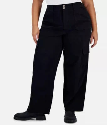 Celebrity Pink BLACK Women's Relaxed-Fit Straight-Leg Cargo Pants US 16    5427 - Image 1 of 4